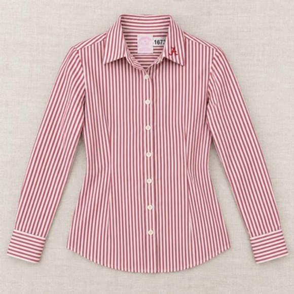 Brooks Brothers Other - Brooks Brothers Alabama Crimson Tide Shirt Womens 8 Red Stripe Non Iron Stretch